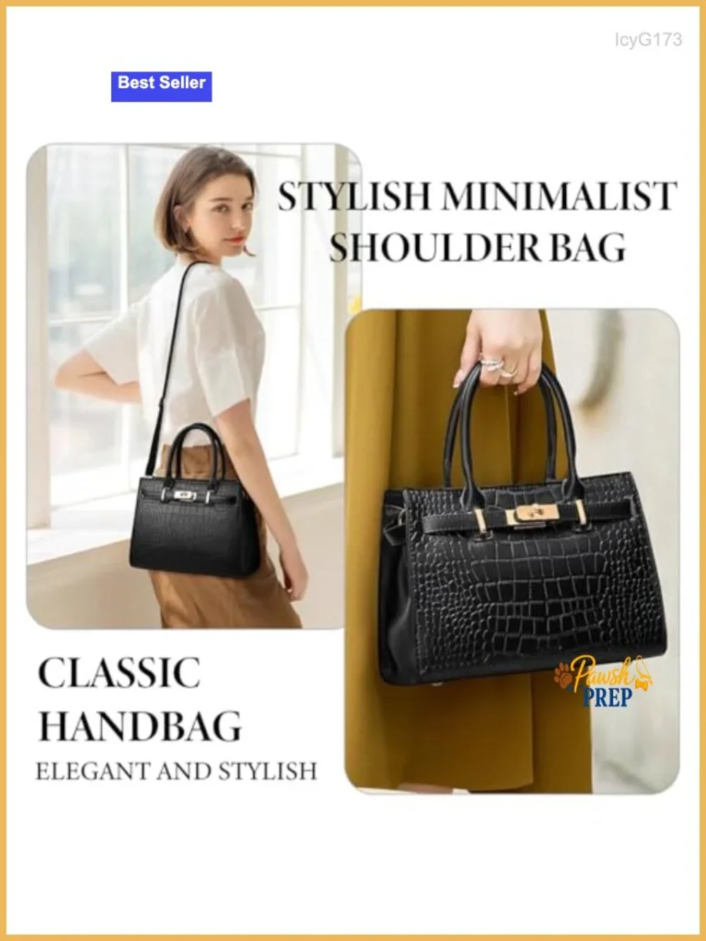 Croc-Embossed Faux Leather Top Handle Satchel Bag with Gold Lock